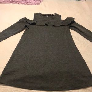 Dark grey shoulder cut out dress